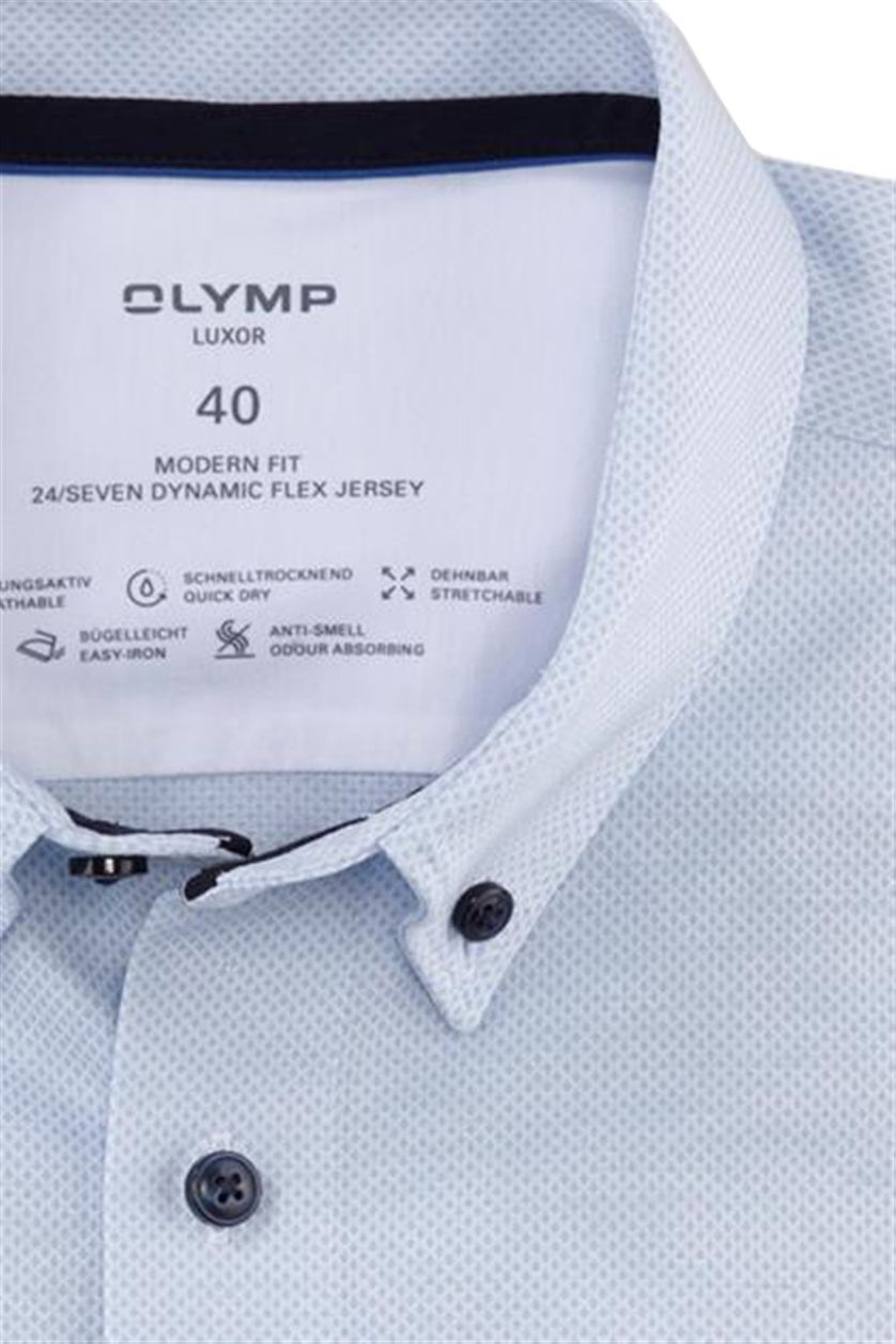 Olymp overhemd luxor 24/seven modern fit lichtblauw geprint katoen
