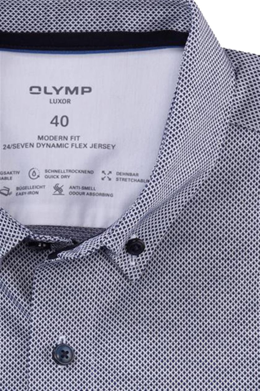Olymp Luxor modern fit overhemd normale fit grijs effen structuur katoen