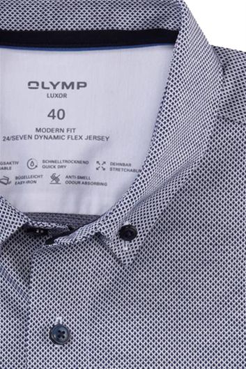 Olymp overhemd normale fit structuur grijs effen katoen