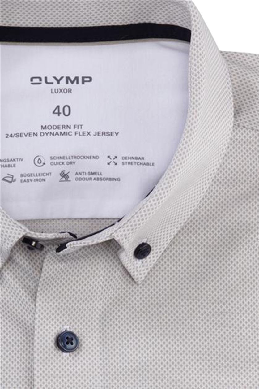Olymp overhemd normale fit beige effen katoen Modern Fit