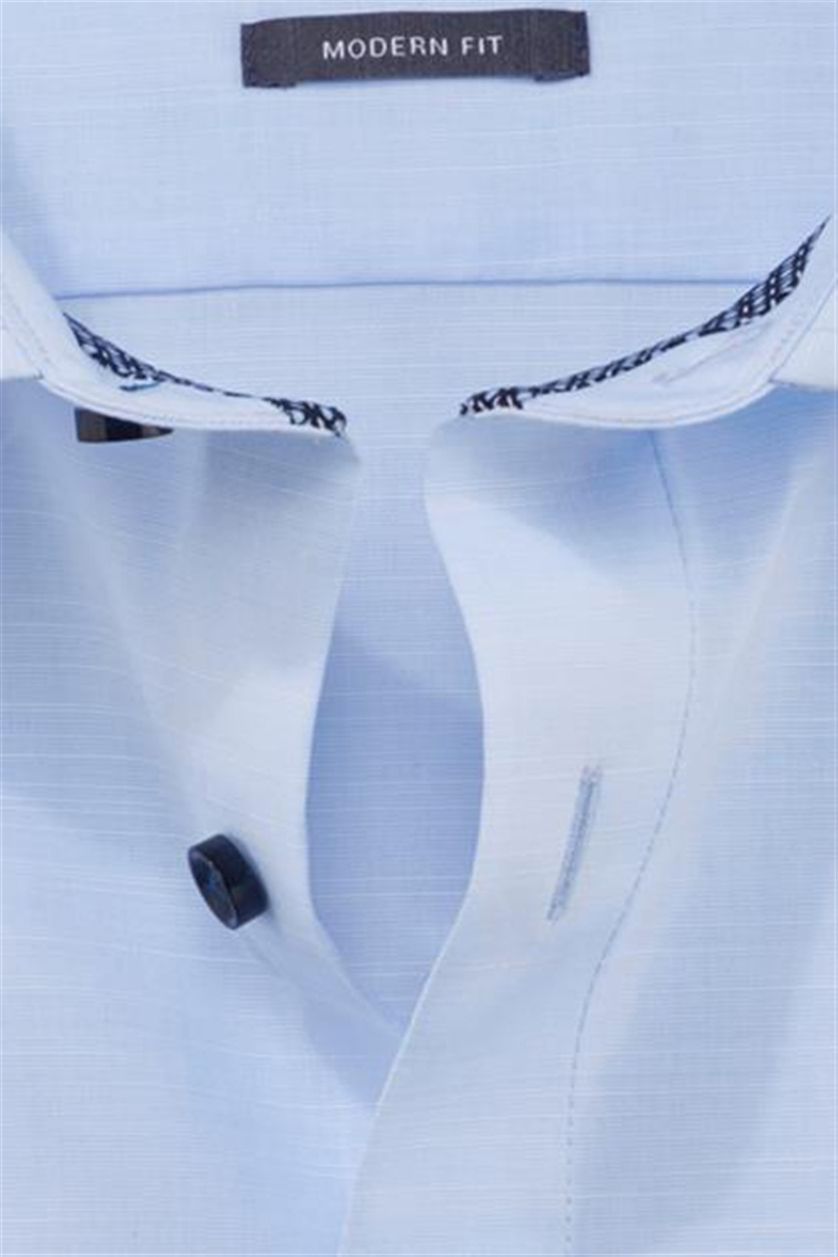 Olymp zakelijk overhemd normale fit lichtblauw effen katoen