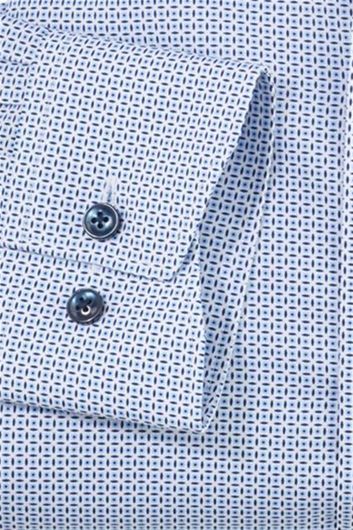 Olymp Modern Fit overhemd geprint lichtblauw katoen