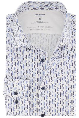 Olymp Olymp modern fit overhemd wit/blauw geprint katoen