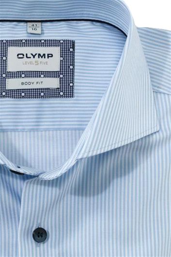 Olymp Level Five business overhemd extra slim fit lichtblauw gestreept katoen
