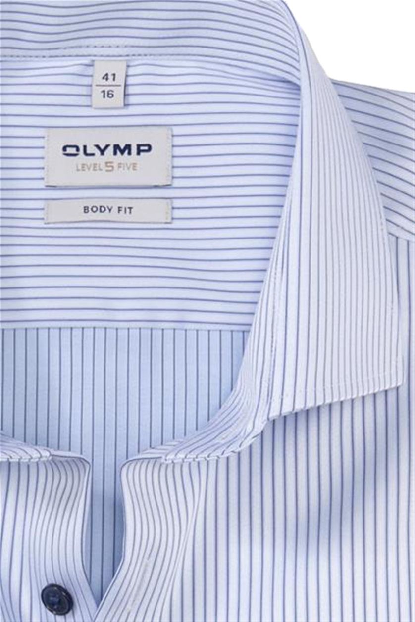 Extra slim fit Olymp overhemd lichtblauw gestreept katoen