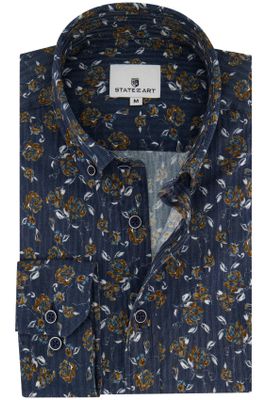 State of Art State of Art casual overhemd normale fit blauw geprint katoen