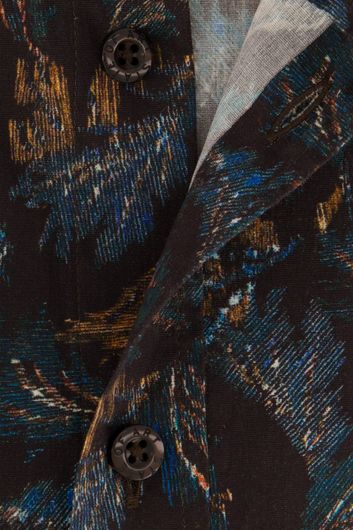 State of Art bruin geprinte overhemd wijde fit katoen