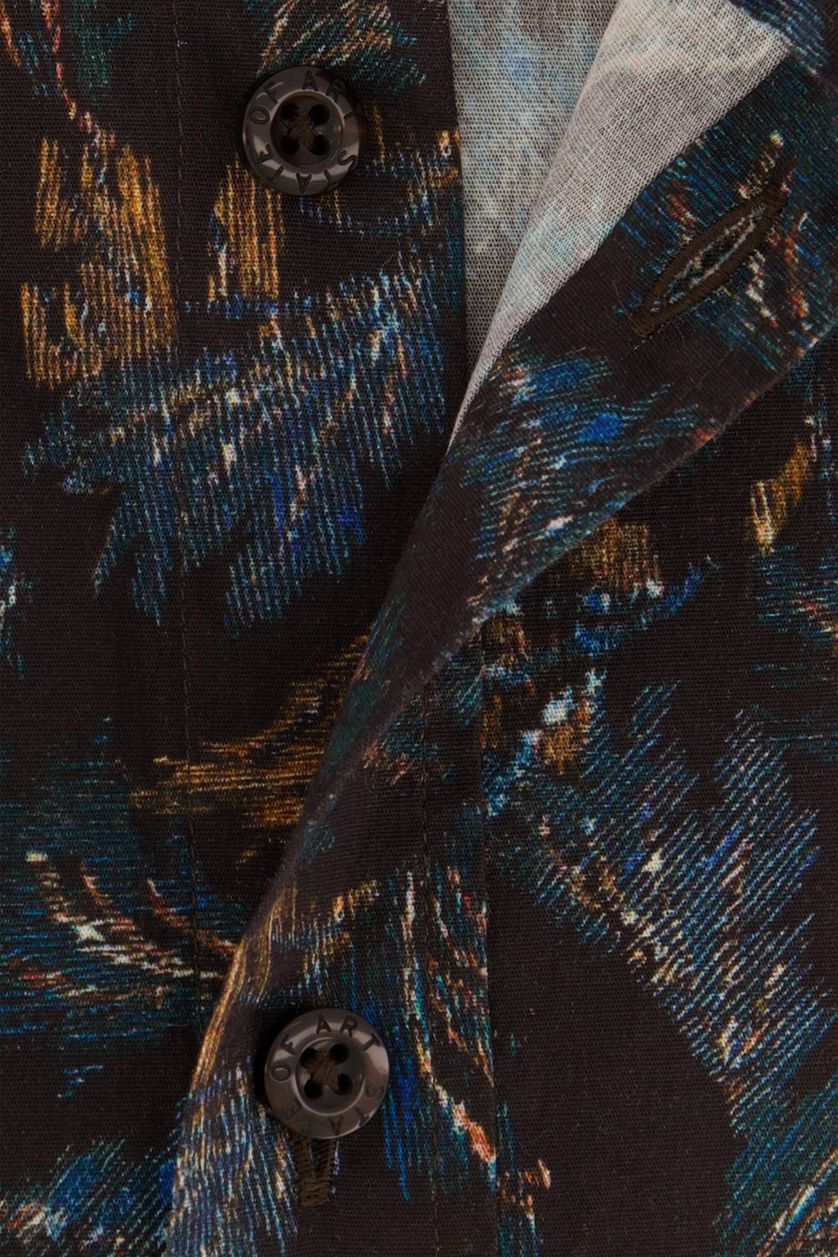 State of Art overhemd katoen wijde fit bruin geprint