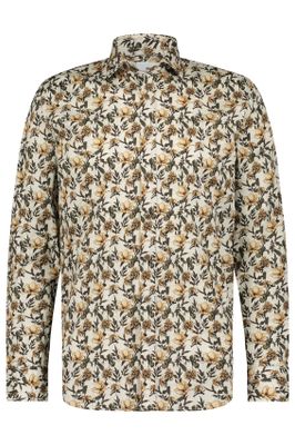 State of Art Geel State of Art casual overhemd normale fit met print