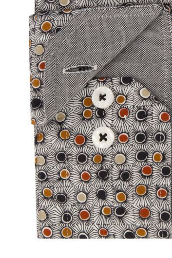State of Art overhemd grijs geprint wijde fit katoen