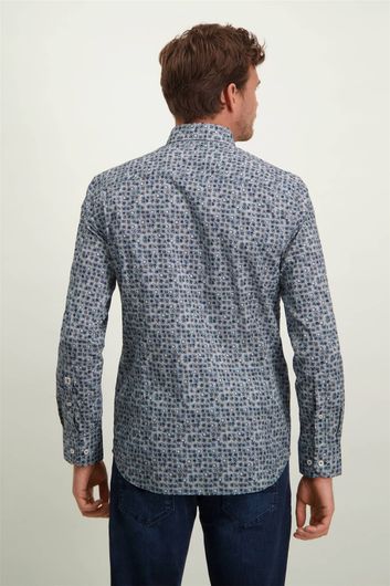 Blauw State of Art casual overhemd normale fit print