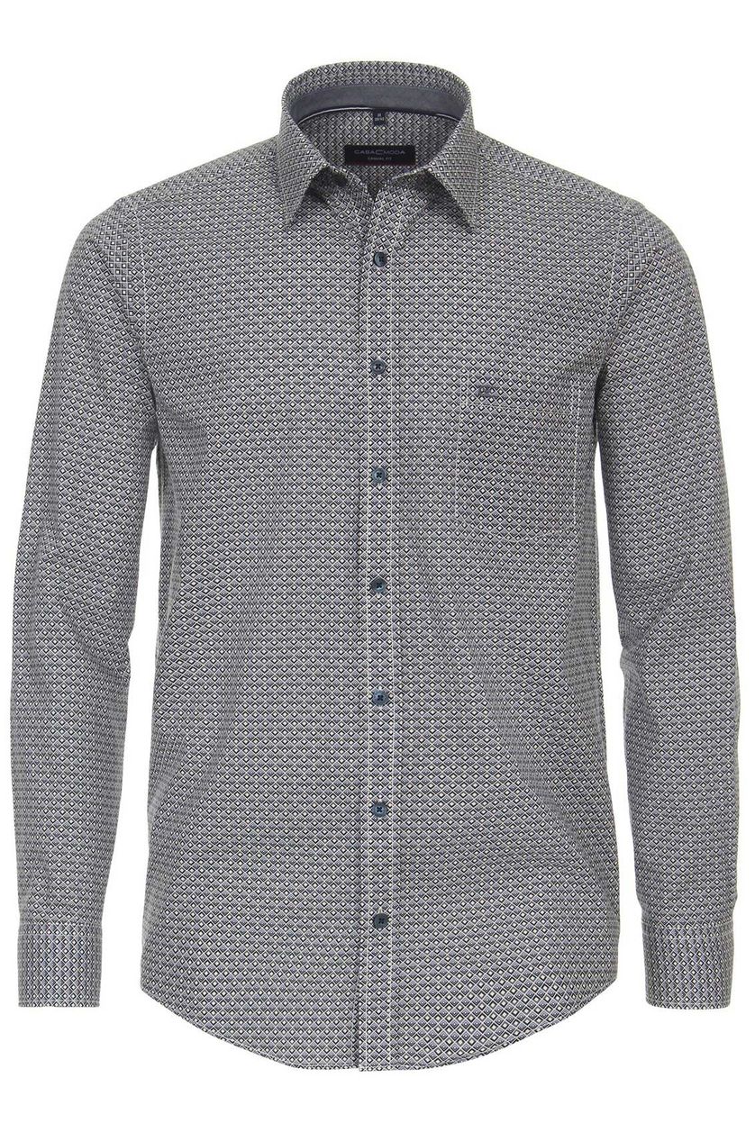 overhemd Casa Moda casual mouwlengte 7 normale fit grijs geprint katoen
