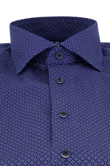 Eterna overhemd comfort fit donkerblauw geprint katoen
