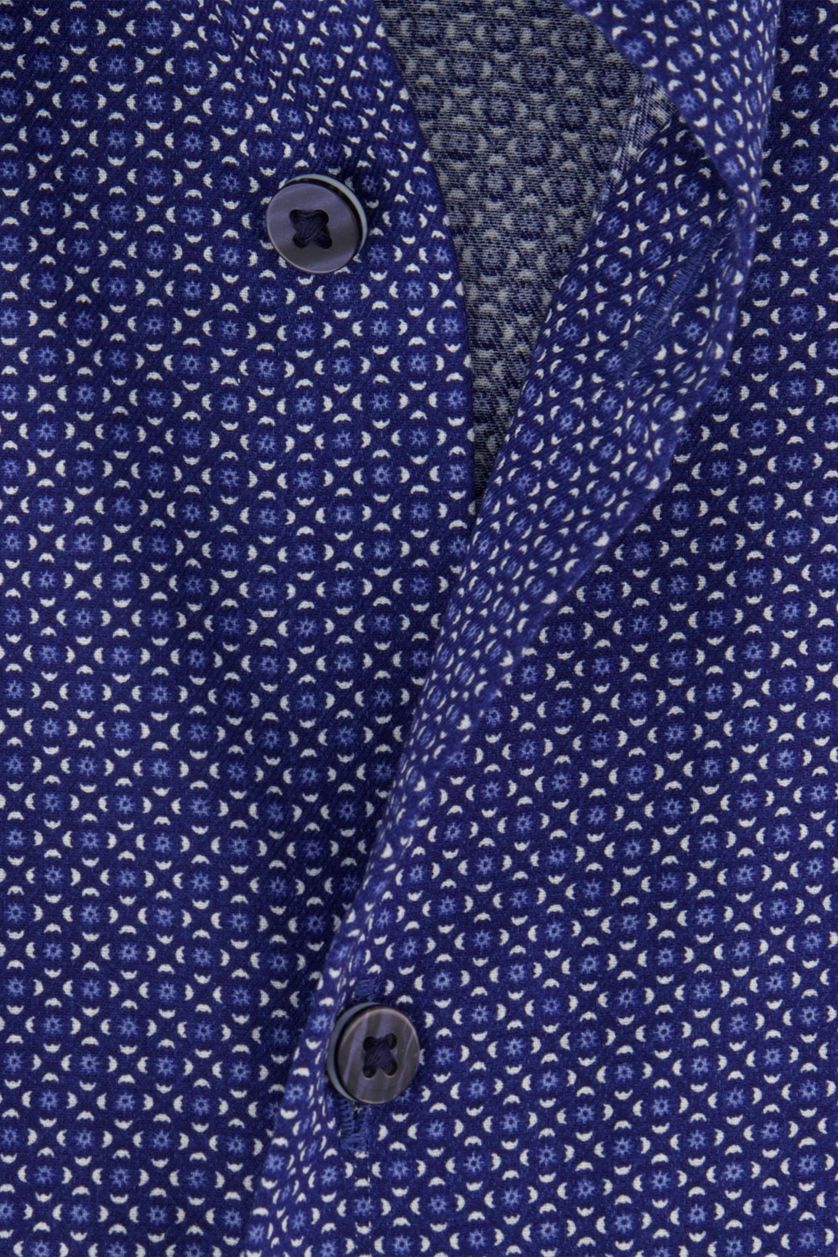 Eterna overhemd donkerblauw geprint comfort fit katoen