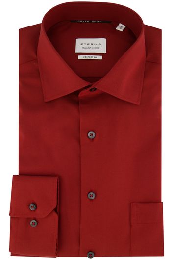 Eterna overhemd wijde fit rood effen katoen