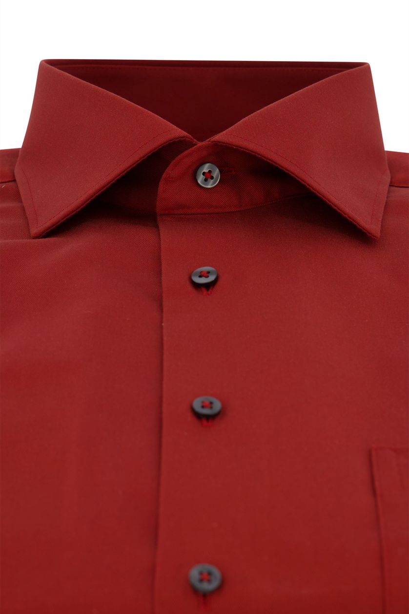 Overhemd Eterna Comfort Fit rood effen katoen