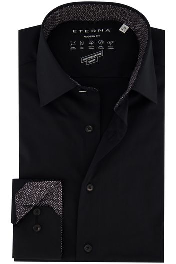 Eterna overhemd Modern Fit zwart katoen