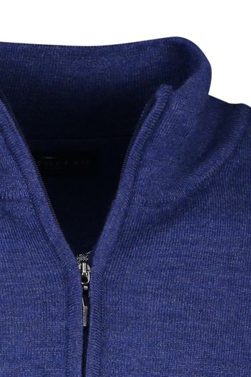 Portofino trui opstaande kraag blauw effen wol
