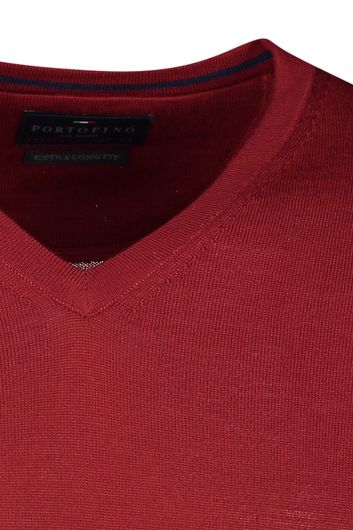 Portofino trui rood extra long v-hals wol