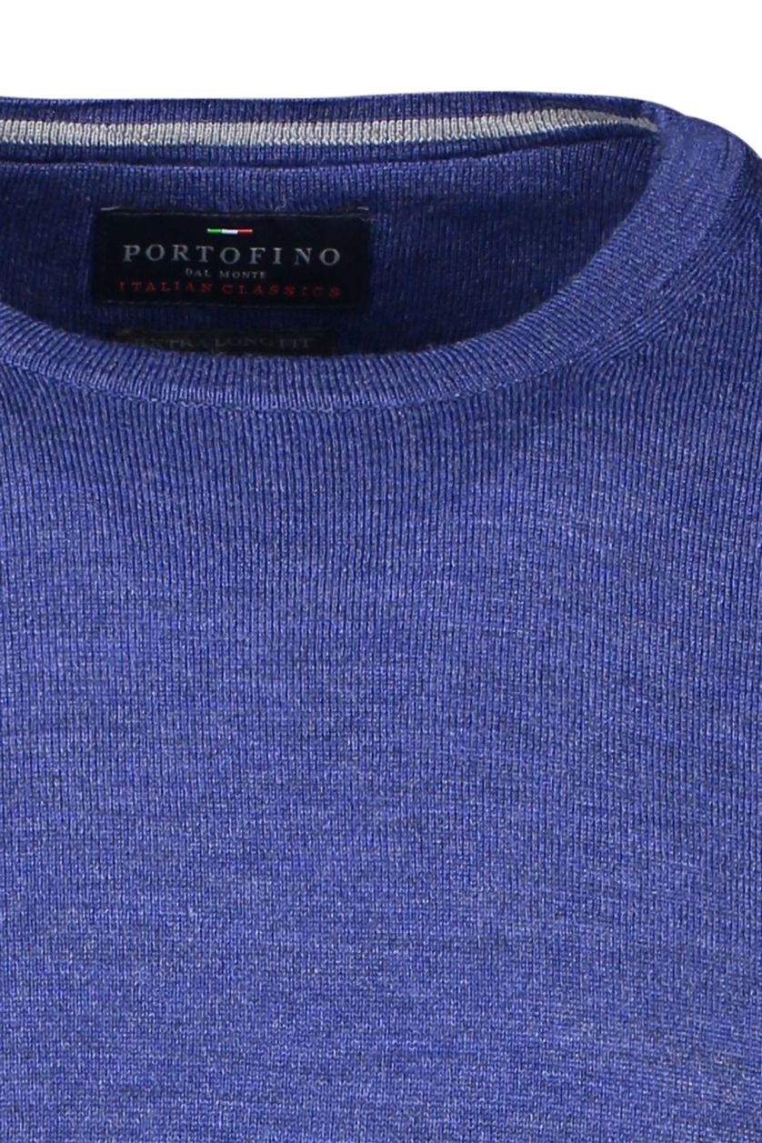 Portofino trui extra long blauw normale fit wol