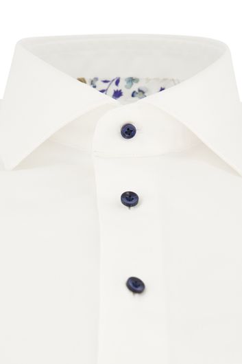 Profuomo overhemd mouwlengte 7 slim fit wit effen katoen