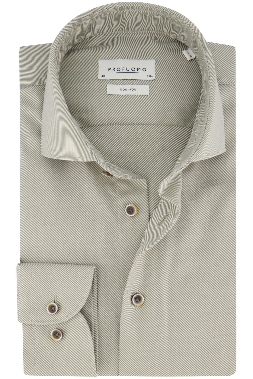 Anti kreuk Profuomo overhemd mouwlengte 7 slim fit grijs