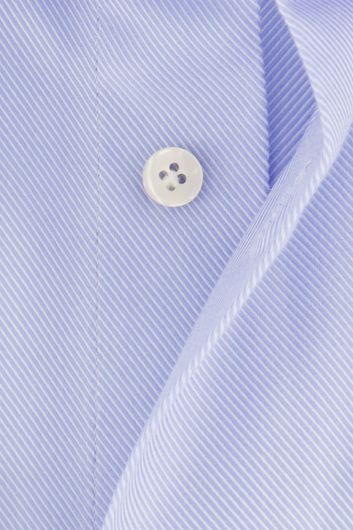 Profuomo overhemd mouwlengte 7 slim fit blauw effen katoen travel