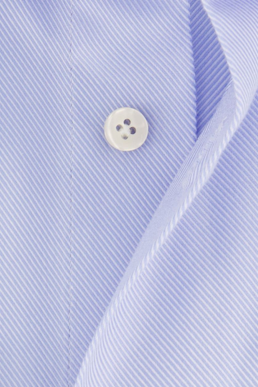 Profuomo overhemd mouwlengte 7 slim fit travel blauw effen katoen