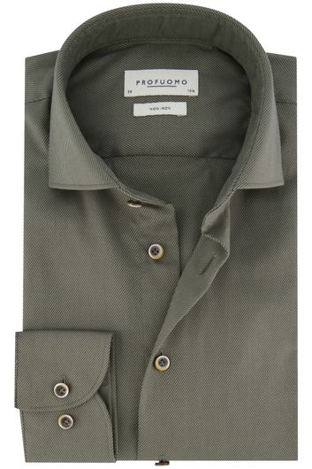 Profuomo business overhemd normale fit groen effen katoen