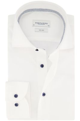 Profuomo Wit Profuomo overhemd met wide spread boord slim fit