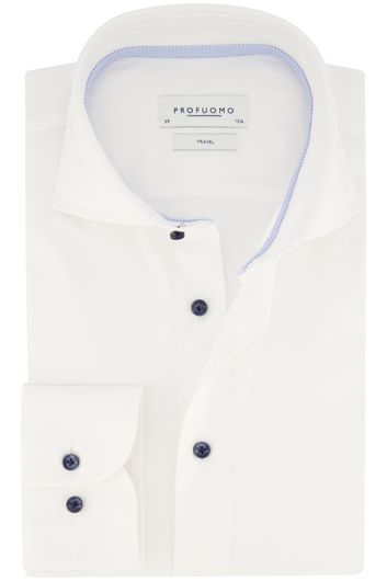 Profuomo zakelijk overhemd slim fit wit uni met wide spread boord