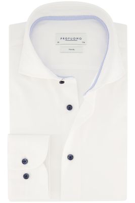 Profuomo Profuomo zakelijk overhemd slim fit wit uni met wide spread boord
