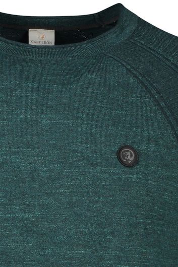 Cast Iron trui ronde hals groen turquoise effen katoen met logo