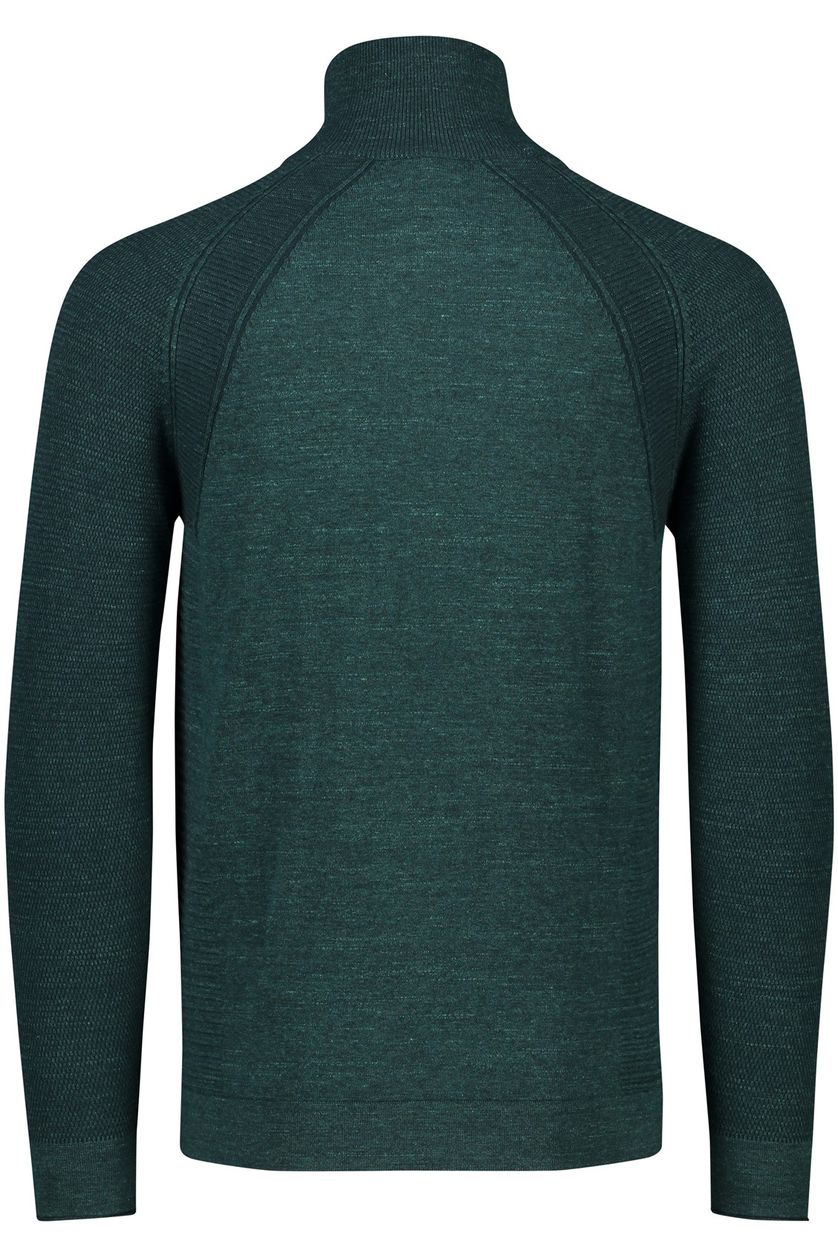 Katoenen Cast Iron sweater opstaande kraag groen