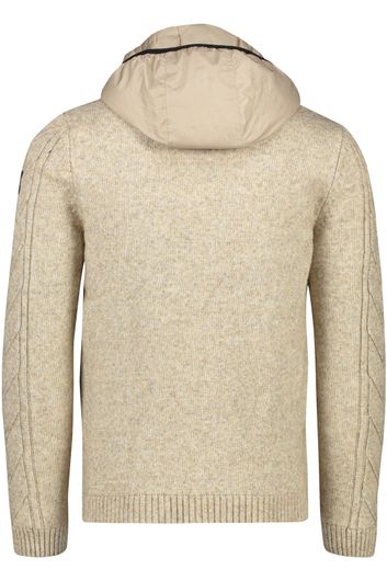 Vanguard vest hoodie beige rits effen wol