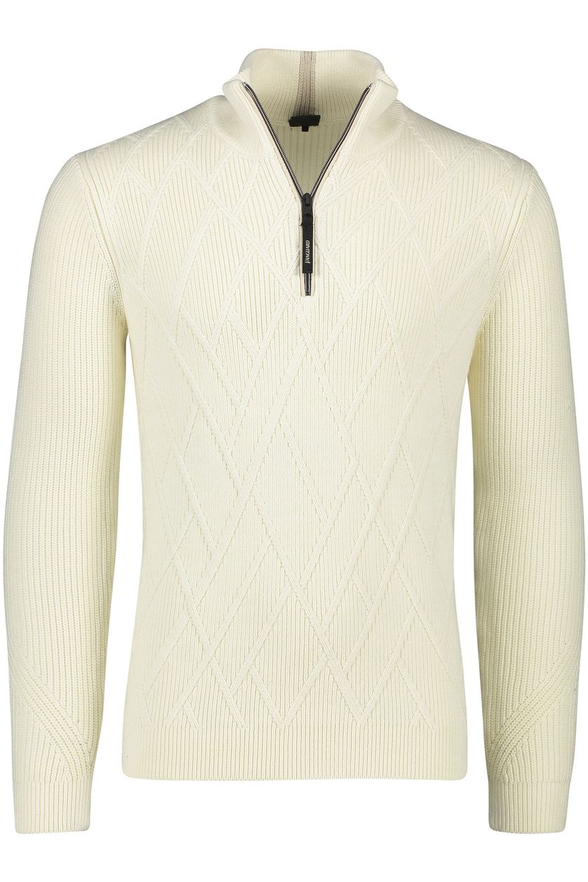 Vanguard sweater opstaande kraag wit katoen halfzip
