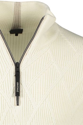 Vanguard sweater half zip opstaande kraag wit katoen
