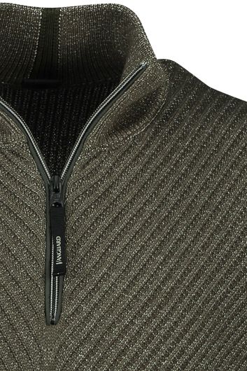Vanguard sweater opstaande kraag groen katoen halfzip
