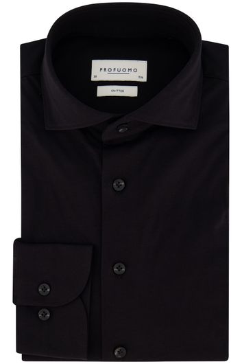 Profuomo business overhemd normale fit zwart effen katoen