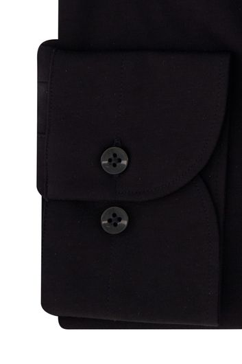 Profuomo overhemd normale fit zwart effen katoen knitted