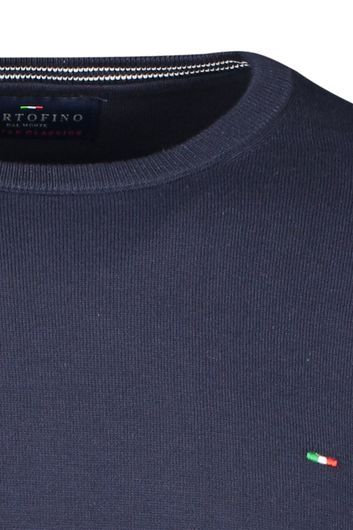 Portofino trui donkerblauw ronde hals katoen