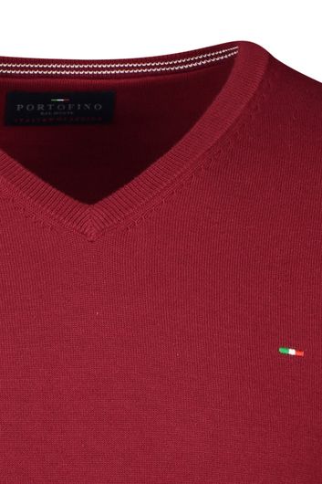 Katoenen Portofino trui v-hals rood