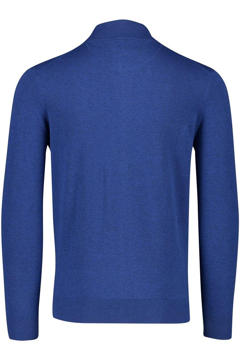 Portofino vest opstaande kraag blauw rits effen met logo katoen