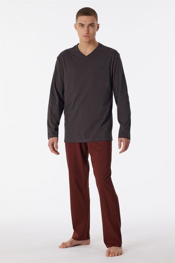 Schiesser pyjama rood antraciet geprint Comfort Essentials