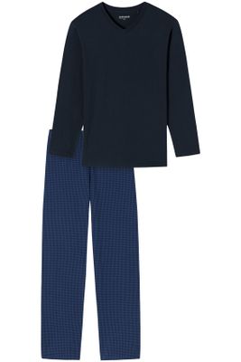 Schiesser Schiesser pyjama set blauw met print 100% katoen