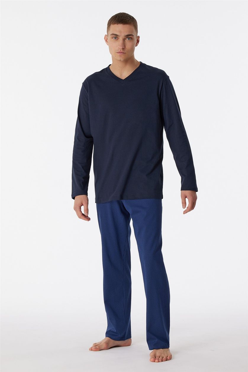 Schiesser pyjama set blauw met print 100% katoen