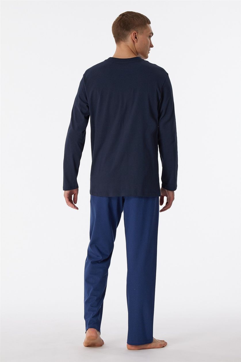 Schiesser pyjama set blauw met print 100% katoen