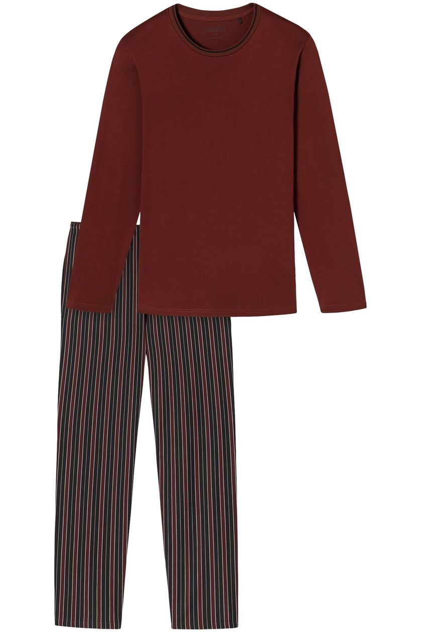 Schiesser pyjama rood gestreept 100% katoen