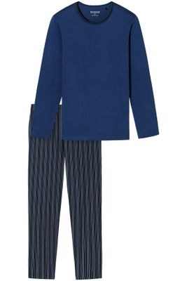 Schiesser Schiesser pyjama blauw met streep katoen selected! premium