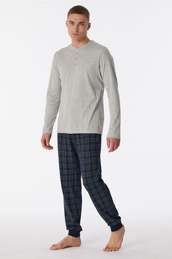 Schiesser pyjama grijs donkerblauw